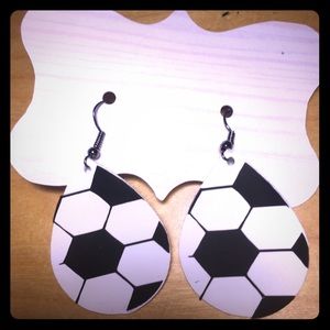 Faux leather soccer earrings